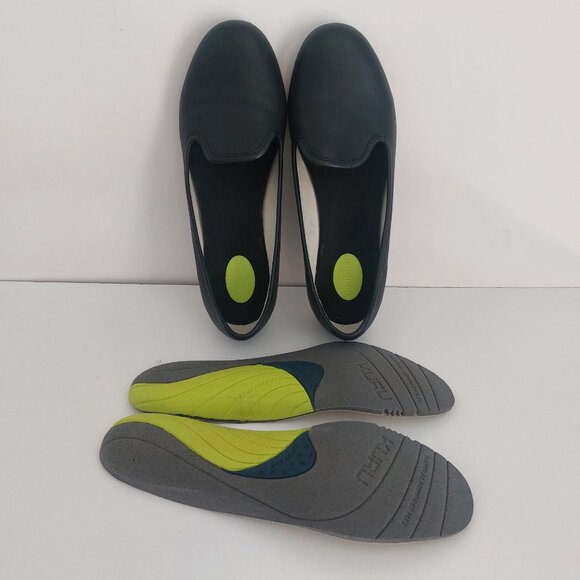 KURU Black Leather Comfort Flats Size 8.5 TRINA Work Shoes Cushioned Stylish EUC - Picture 4 of 12